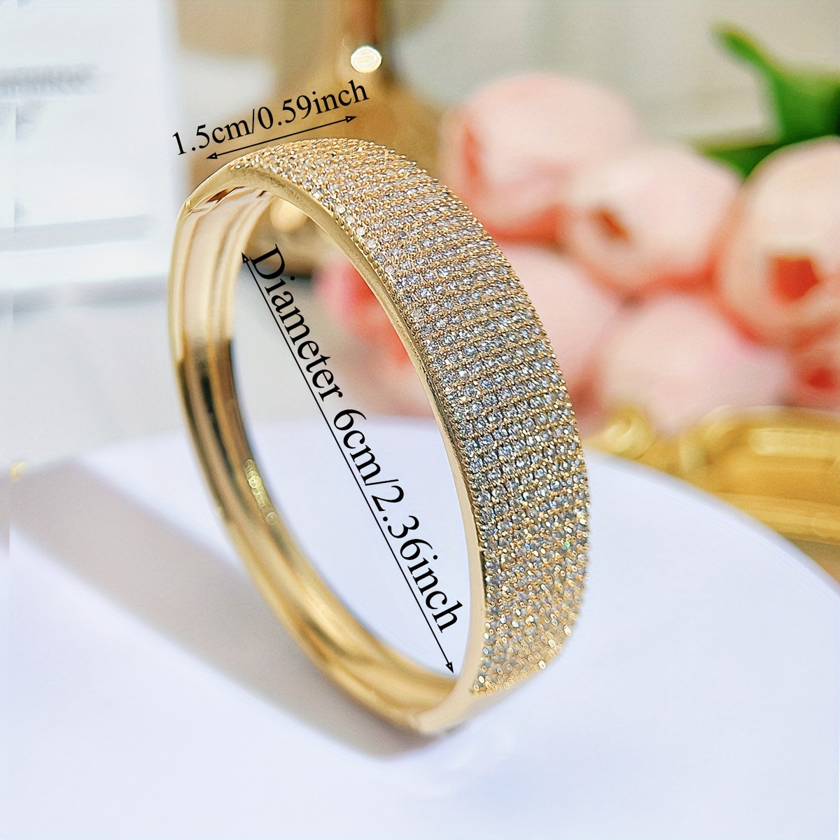 Bohemian Style Golden Bangle Bracelets with CZ for Weddings
